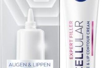 NIVEA Cellular Expert Filler Augen & Lippen Konturpflege, straffende Anti-Falten Augencreme mit Hyaluron- & Folsäure, Lippenpflege zur Straffung der Lippenkontur (15 ml)