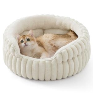 BEDSURE Katzenbetten Waschbares Cord-Fleece Welpenbett, 51x51cm