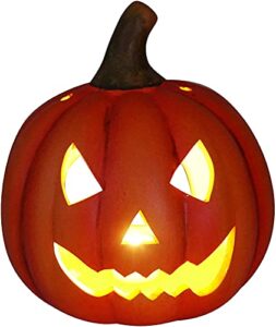 khevga LED Halloween Kürbis Deko, 21x19x22 cm, Warmweiße Beleuchtung