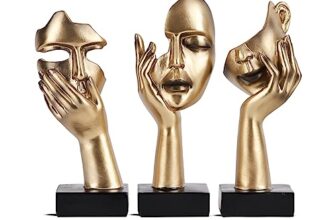oliruim 3 Stück Denker-Statue, goldene Schwarze abstrakte Kunstskulptur, Moderne Heimdekoration, Schreibtisch-Dekoration, Weihnachten, Neujahrsgeschenk (3 Stück, Gold)