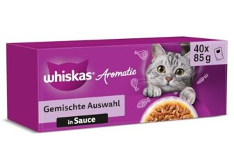 WHISKAS Aromatic Nassfutter in Sauce für Katzen 40 x 85g Fisch Auswahl