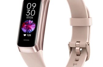 Fitness-Tracker mit Schrittzähler, Kalorienrechner & Stoppuhr, Gesundheitsuhr mit Herzfrequenz- und Schlafmonitor, 1,10″ AMOLED Farbtouchscreen, Sportuhr für Damen & Herren