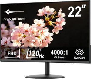 Minifire 22 Zoll Business Computer Monitor, FHD 1080p,120 Hz, FreeSync, Eye Comfort, sRGB 107%, Ultra Thin Aperture, Tilt, VESA, HDMI,PC Bildschirm-Schwarz(MF22X3AH)