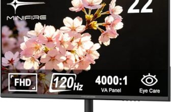 Minifire 22 Zoll Business Computer Monitor, FHD 1080p,120 Hz, FreeSync, Eye Comfort, sRGB 107%, Ultra Thin Aperture, Tilt, VESA, HDMI,PC Bildschirm-Schwarz(MF22X3AH)