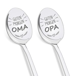Tulolvae Oma und Opa Geschenke, 2 Stück Kaffeelöffel mit Gravur