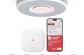 X-Sense Smarter Rauchmelder WLAN mit Sprachausgabe und 17 Standorten, Feuermelder, Rauchmelder vernetzt, 33 mm, Brandmelder mit SBS50 Basisstation, XS0B-MR61, 6 Stück