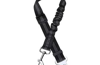 Toozey Hundegurt fürs Auto, Verstellbarer Anschnallgurt, Hundesicherheitsgurt mit Elastischer Ruckdämpfung und Starke Karabiner, für Kleine und Mittlere Hunde und Alle Autotypen, Schwarz