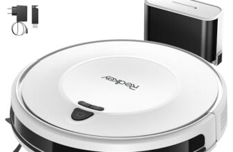 Redkey E6 Saugroboter mit 7000 Pa Saugkraft, Dynamische Navigation, Bis zu 170 Min Laufzeit, Roboterstaubsauger mit Ladestation, Fernbedienung und APP, Saugroboter für Tierhaare,Teppich,Hartboden
