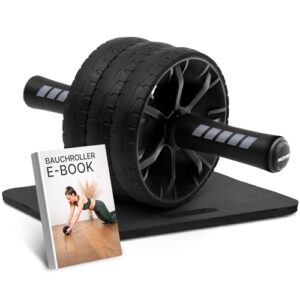 NEOLYMP Bauchtrainer für Zuhause mit Knieauflagen Matte und Bauchroller Videoübungen – Bauchmuskeltrainer, Ab Roller, Bauchtrainer Roller, Coremaster Trainingsgerät