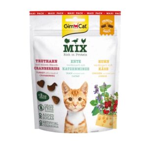 GimCat Crunchy Snacks Mix – Knuspriges und proteinreiches Katzenleckerli – 1 Beutel (1 x 140 g)