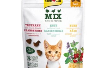 GimCat Crunchy Snacks Mix – Knuspriges und proteinreiches Katzenleckerli – 1 Beutel (1 x 140 g)