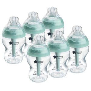 Tommee Tippee – Natural Start Anti-Kolik-Babyflaschen (260ml), brustähnlicher Sauger, Anti-Kolikventil, selbst sterilisierend, Zubehör, 6er-Pack