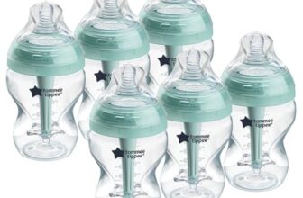 Tommee Tippee – Natural Start Anti-Kolik-Babyflaschen (260ml), brustähnlicher Sauger, Anti-Kolikventil, selbst sterilisierend, Zubehör, 6er-Pack