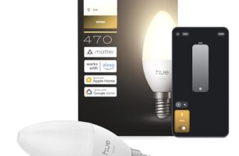 Philips Hue Smart LED-Lampe, B39, E14, 1er Pack, Warmes Weißlicht 2.700 K, 470 lm, Niedrig Dimmbar, Alexa, Google Home, Apple Home