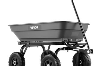 VEVOR Gartenwagen mit Kippfunktion, 181 kg Belastbarer Bollerwagen 270° Drehbarer Transportwagen für Gartenarbeit aus Kunsttoff & Stahl mit 8 Zoll Kunststoffreifen, Kippwagen für Rasen, Kies & Schlamm