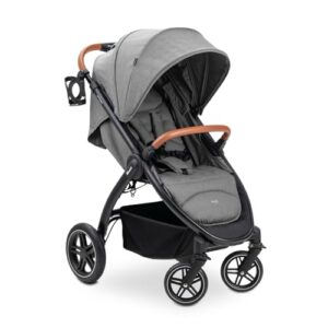 Hauck Uptown Kinderwagen Melange Grey – Kinderwagen für jedes Gelände, extra großer Sitz, flache Liegeposition, Gummiräder, Federung, kompakt & einfach zusammenklappbar, mit Regenschutz