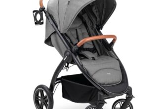 Hauck Uptown Kinderwagen Melange Grey – Kinderwagen für jedes Gelände, extra großer Sitz, flache Liegeposition, Gummiräder, Federung, kompakt & einfach zusammenklappbar, mit Regenschutz