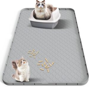 Große Katzenklo Matte 86×56cm, Silikon Katzenstreu Matte Napfunterlage Katzen, Wasserdicht Urinbeständiges Katzenmatte Katzenklo für Fressnapf & Katzentoilette
