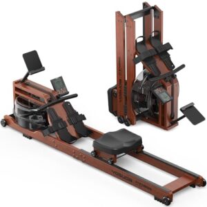 YOSUDA 2026 Neu Rudergerät Wasser, max. 190cm/182kg, 22-Liter-Wassertank, Rudergerät für Zuhause Klappbar Holz mit Bluetooth Display & Verstellbarer Handy-Halter, ultraleise Rudermaschine, waterrower
