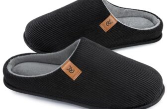VeraCosy Männer Pantoffeln Cord Innen Hausschuhe Dunkles Schwarz,40-41 EU