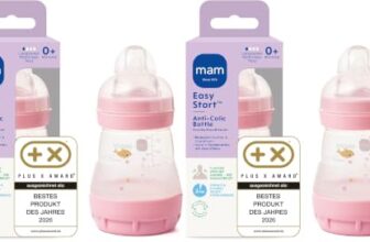 MAM Easy Start Anti-Colic Babyflasche (160 ml), besonders gut akzeptierte Milchflasche, Baby Trinkflasche mit Bodenventil gegen Koliken & Sauger Größe 1, 0+ Monate, Delfin (Packung mit 2)