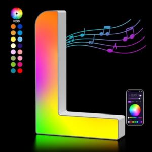 LED Buchstaben Lichter Alphabet, Led Leuchtbuchstabe Farblich Veränderbar mit USB-Netzteil, APP-Kontrolle, Dimmbar, Dekoration für Geburtstag Weihnachten Hochzeit Party Muttertag – Buchstaben L