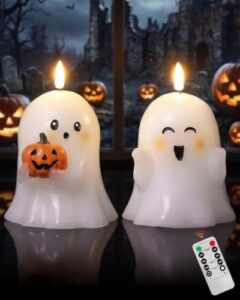 Lamptobe 2 Stk Halloween Flammenlose Gespensterkerzen mit Fernbedienung