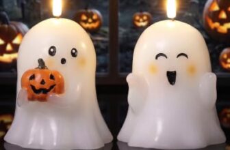 Lamptobe 2 Stk Halloween Flammenlose Gespensterkerzen mit Fernbedienung