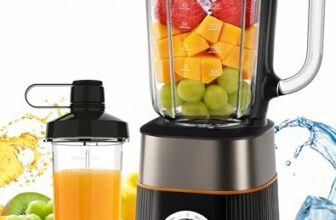1000W Standmixer, Mixer, Glas 2-1 Mixer Smoothie Maker mit 1,5L Glaskrug und 600ml Reisebecher, Stufenlos Drehbare Drehregler, Selbstreinigung, für Ice-Crush-Funktion Shakes Gefrorene Getränke Saucen