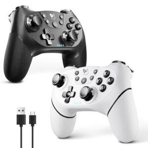 AceGamer 2pcs Wireless Controller für Switch 2/1/Lite/OLED, Controller für Switch Pro mit Weckfunktion mit Einer Taste,Pro Gamepad mit Doppel Vibration/Turbo/Screenshot (Schwarz & Weiß)