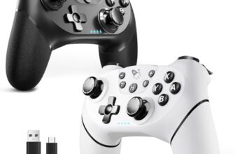 AceGamer 2pcs Wireless Controller für Switch 2/1/Lite/OLED, Controller für Switch Pro mit Weckfunktion mit Einer Taste，Pro Gamepad mit Doppel Vibration/Turbo/Screenshot (Schwarz & Weiß)