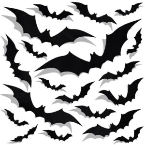 Moxled Halloween Deko Wandaufkleber, 32 Stück 3D Fledermaus Deko Sticker, Fensterbilder Halloween Fledermaus Aufkleber für Fenster, Wand, Tür, Kinderzimmer, Party Dekoration Innen