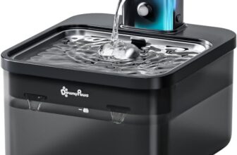 DownyPaws 2.5L Trinkbrunnen für Katze Kabellos, Katzenbrunnen, Schwarz