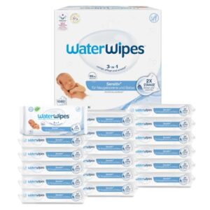 WaterWipes Sensitive+ Newborn & Baby Wipes, 99,9% Wasser, 18 Pack