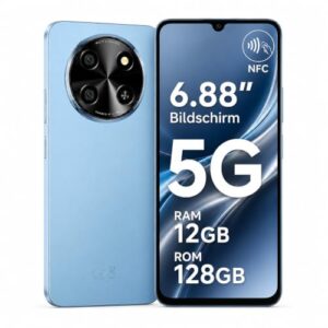 2026 Neu Smartphone 5G, Handy Ohne Vertrag Android 15, 6.88″ 120Hz Display, NFC, 12GB+128GB/2TB TF, 5000mAh,Dual SIM,Ultradünn & Leicht,18W,16MP+8MP, Fingerabdruck,Face ID Simlockfreie Handys,Blau