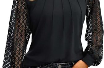 Pawate Damen Langärm Shirts Spitze Tops Business Bluse Casual Tunika Herbst Outfits Kleidung Y2k Blusen(schwarz/XL)