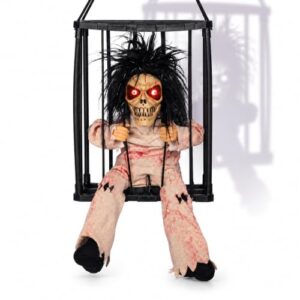 Animierte Halloween Deko mit Bewegungsmelder, Schreiender Totenkopf-Käfig