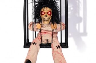 Animierte Halloween Deko mit Bewegungsmelder, Schreiender Totenkopf-Käfig