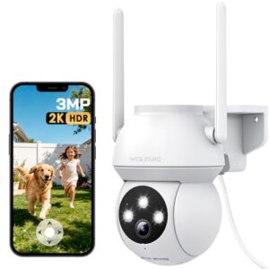 WOLFANG 2K 3MP Überwachungskamera Aussen, 360° WLAN-Kamera