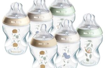 Tommee Tippee-Babyflaschen, Natural Start Anti-Kolik-Flasche 260ml, 6er-Pack, brustähnl. Sauger, Anti-Kolikventil, selbst steril., Zubehör, dekor.,