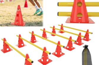 ACXIN 6er Sports Steckhürdenset 12 Kegel + 6 Stangen Agility Hürden Steckhürden Set, Koordinationstraining für Kinder Hunde Teamsport Fussball, Multifunktionskegel | Höhe: 32 cm | Stange: 100 cm