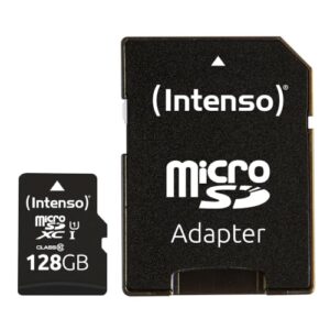 Intenso Premium microSDXC 128GB Class 10 UHS-I Speicherkarte inkl. SD-Adapter (bis zu 90 MB/s), schwarz