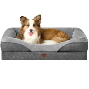 EHEYCIGA Orthopädisches Hundebett mit 4 Rändern, 91x68cm, Grau