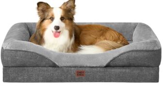 EHEYCIGA Orthopädisches Hundebett mit 4 Rändern, 91x68cm, Grau