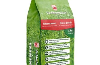 Veddelholzer Rasensamen dürreresistent für Trockenrasen & Schattenrasen Samen Grassamen schnellkeimend ideal als Saatgut für Sport und Spielrasen Rasen für Mähroboter im Garten geeignet 1 kg = 40 m²