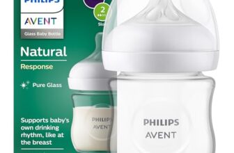 Philips AVENT Babyflasche Natural Response aus Glas – 120 ml Babyflasche, BPA-frei für neugeborene Babys ab 0 Monaten (Modell SCY930/01)