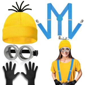 WEARXI Halloween Kostüm Damen, 3/4/6PC Gelbes Kleidung Set, Kostüm Damen