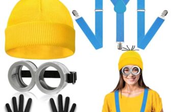 WEARXI Halloween Kostüm Damen, 3/4/6PC Gelbes Kleidung Set, Kostüm Damen