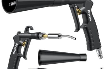 Preciva Auto Druckluft Reinigungspistole und Trocknungspistole, 6-9 Bar Kompressor Luftpistole inkl. 2 Düsen, für KFZ Innenraum, Leder, Stoff, Felgen & schwer erreichbare Lüftungsschlitze