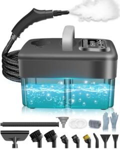 Mecmic Dampfreiniger Handgerät für Alles – 2500W 6-Stufig Einstellbar, 1,6L Wassertank, 120 °C Dampf, 15s Aufheizzeit, Tragbar mit 18 Zubehörteilen,Silber
